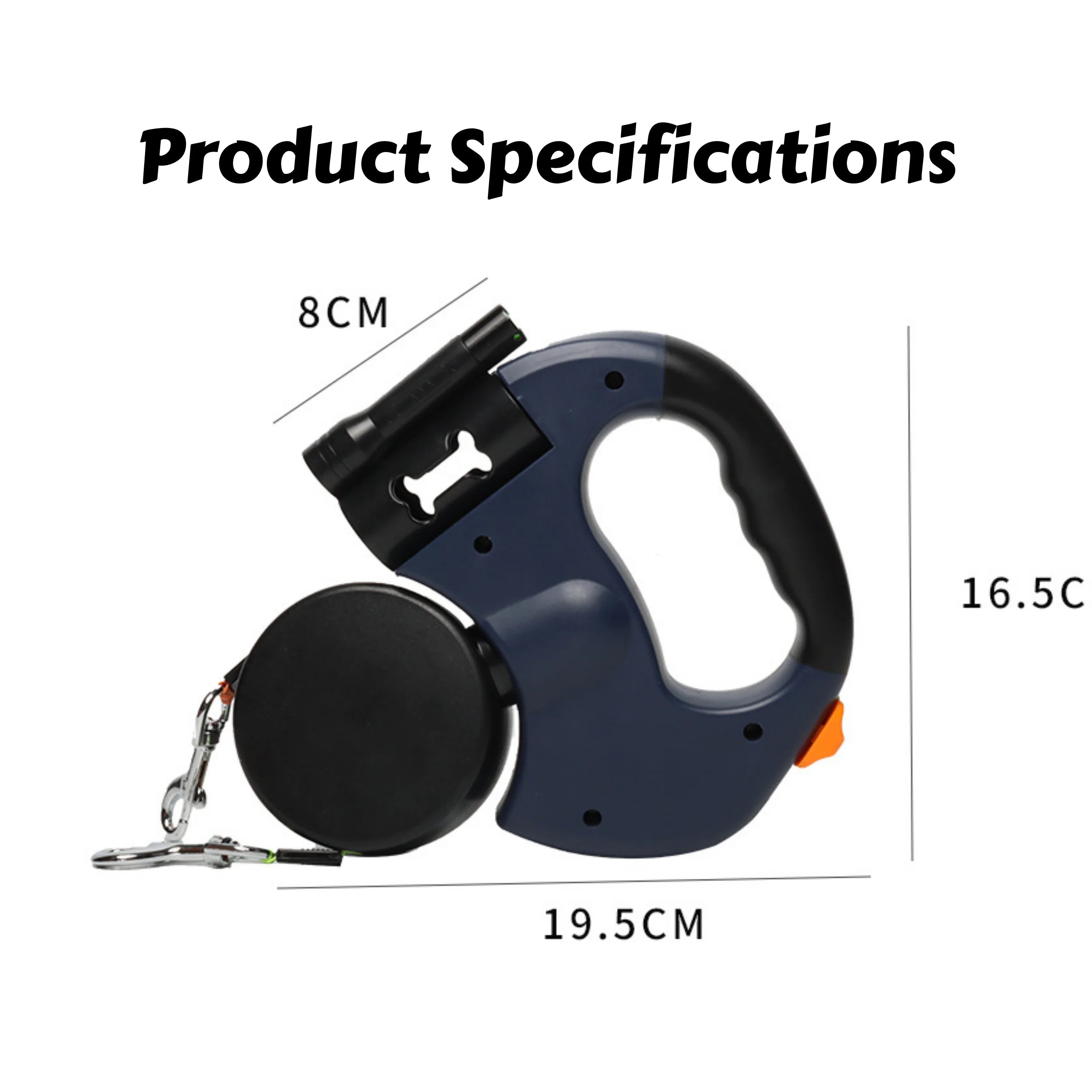 Correa Retráctil Negra Doble para Perros con Luz LED y Rotación 360° – 3 Metros