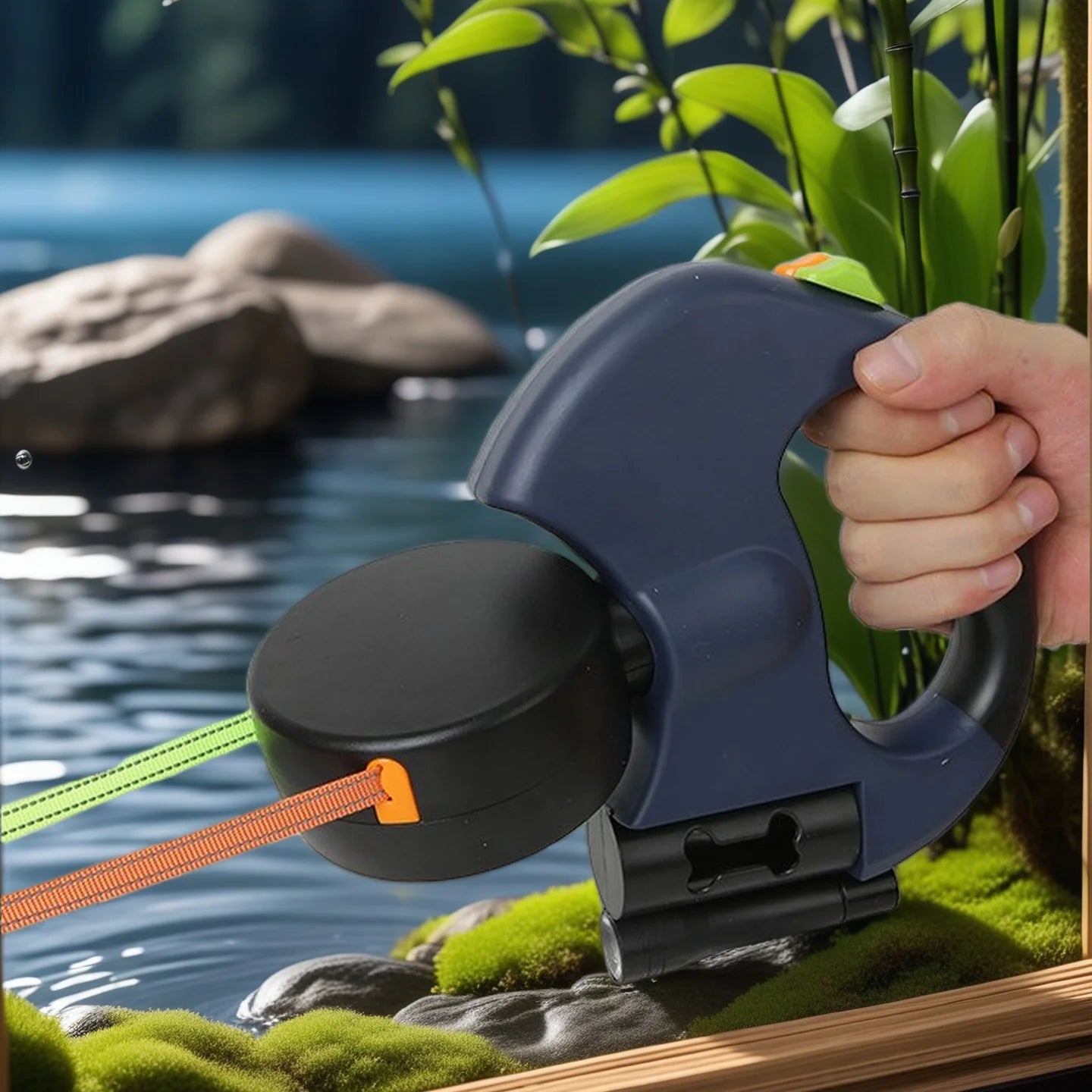 Correa Retráctil Negra Doble para Perros con Luz LED y Rotación 360° – 3 Metros