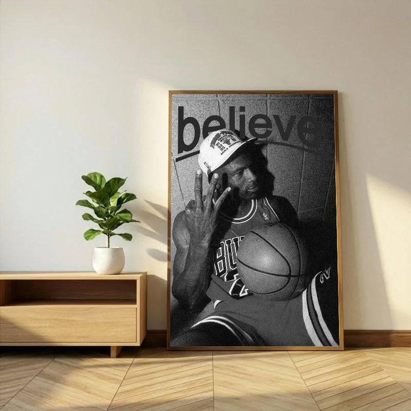 Vintage Basketball Sports Motivational Poster Be The Best Version of You Keep Going Home Gym Mamba Mentality Black White Decor
